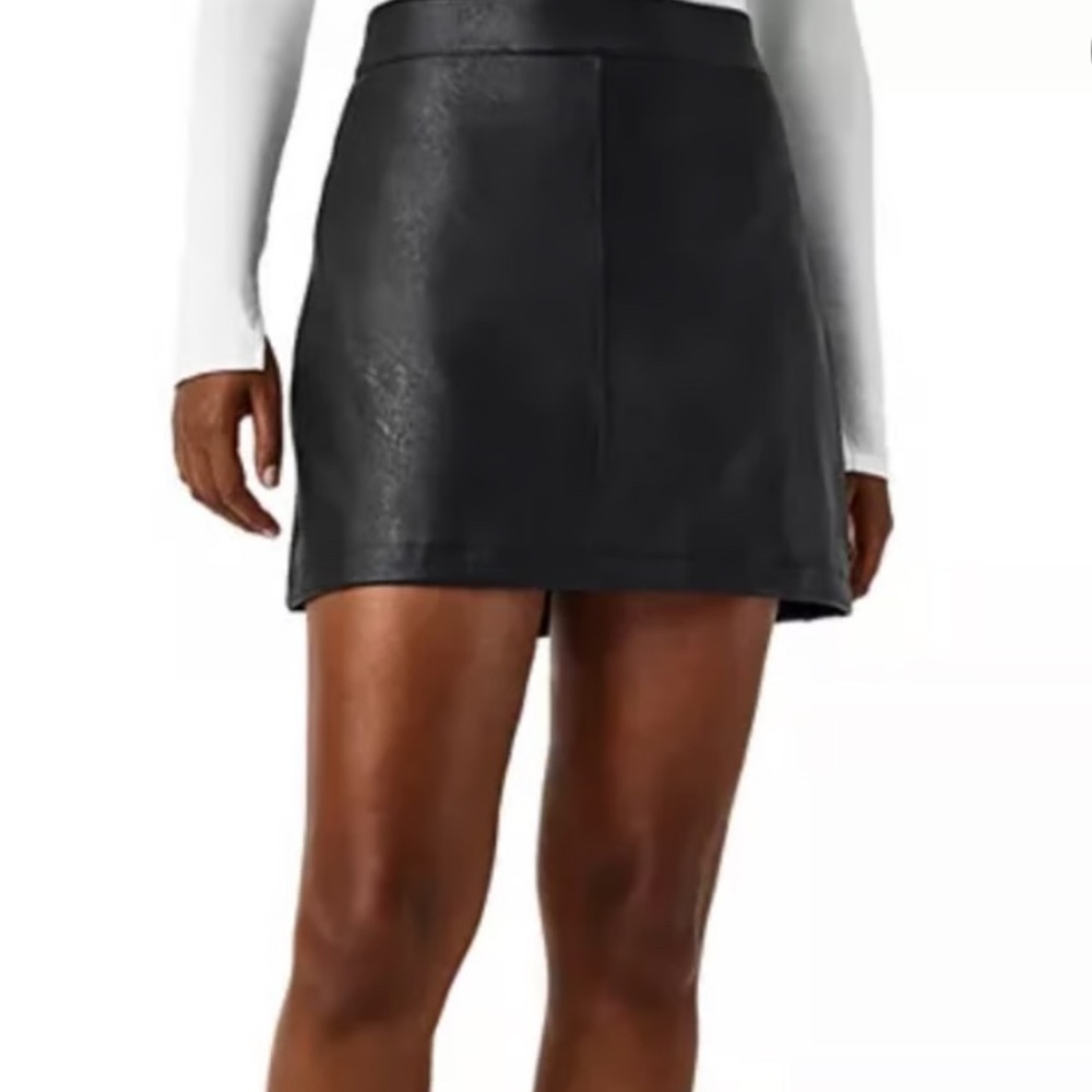 Spanx Faux Leather A-line Mini Skirt Luxe Black Size XL